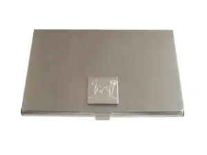 Silver Toned Etched Roaring Lioness Business Card Holder