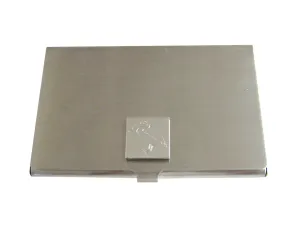 Silver Toned Etched Standing Pelican Bird Business Card Holder