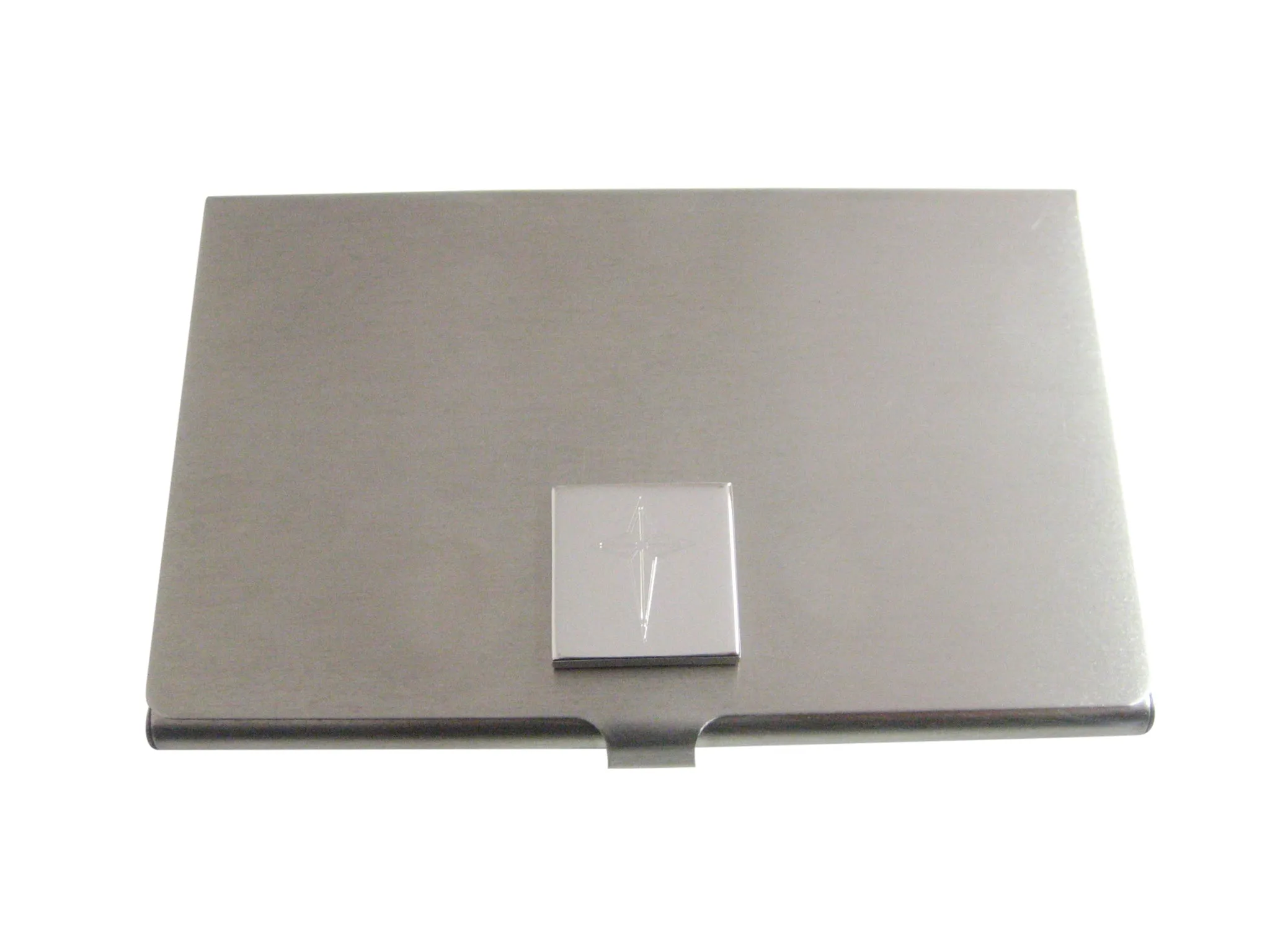 Silver Toned Etched Star of Bethlehem Business Card Holder