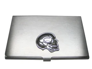 Silver Toned Large Anatomy Skull Business Card Holder