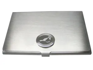 Silver Toned Oval Etched Chickadee Bird Business Card Holder