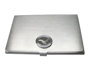 Silver Toned Oval Etched Pheasant Bird Business Card Holder