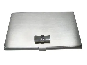 Silver Toned Stack of Dollar Bills Business Card Holder