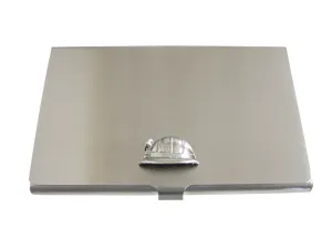 Silver Toned Textured Mining Helmet Business Card Holder