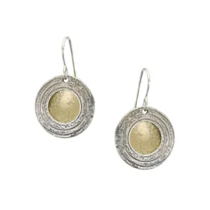 Small Disc with Patterned Ring Wire Earring