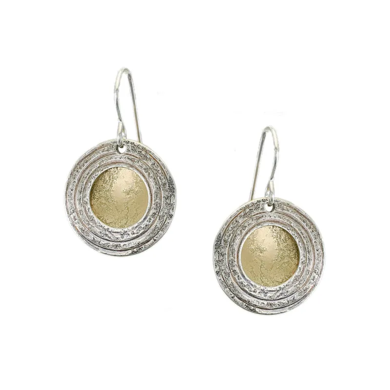 Small Disc with Patterned Ring Wire Earring