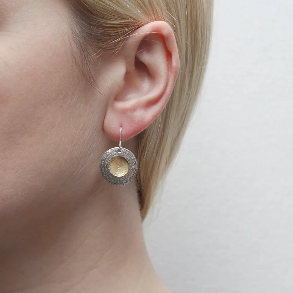 Small Disc with Patterned Ring Wire Earring