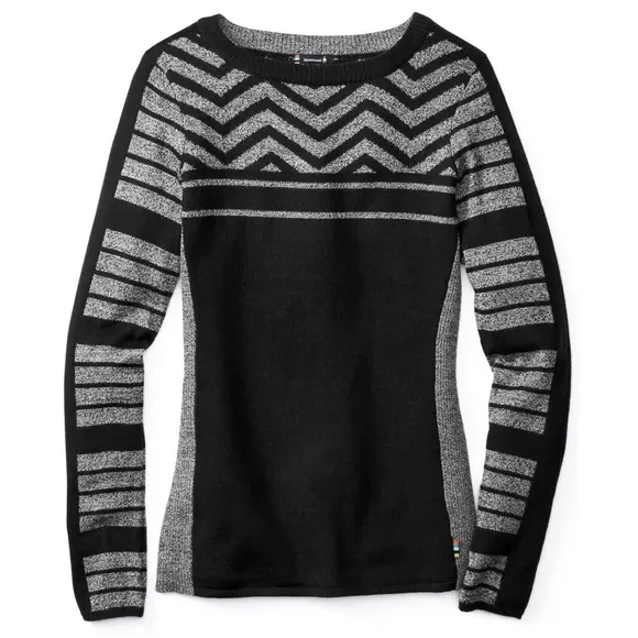 Smartwool Women’s Dacono Patterned Merino Wool Sweater Black/Grey Size XS