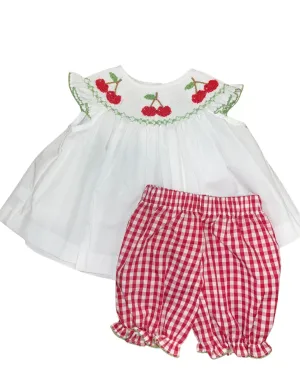 Smocked Cherry Bloomer Set