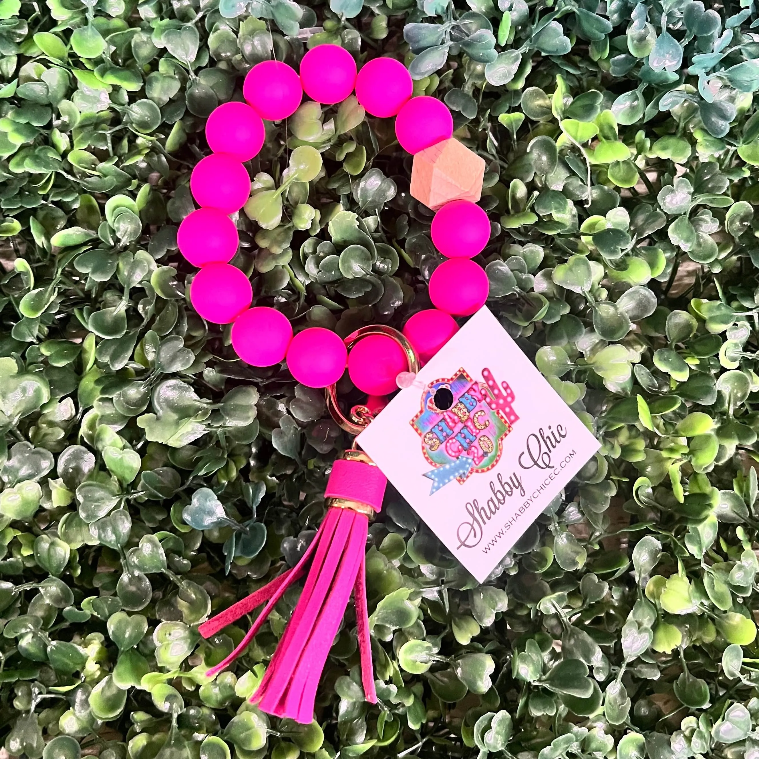Solid Color Beaded Key Ring