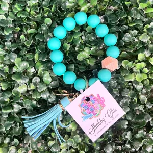 Solid Color Beaded Key Ring