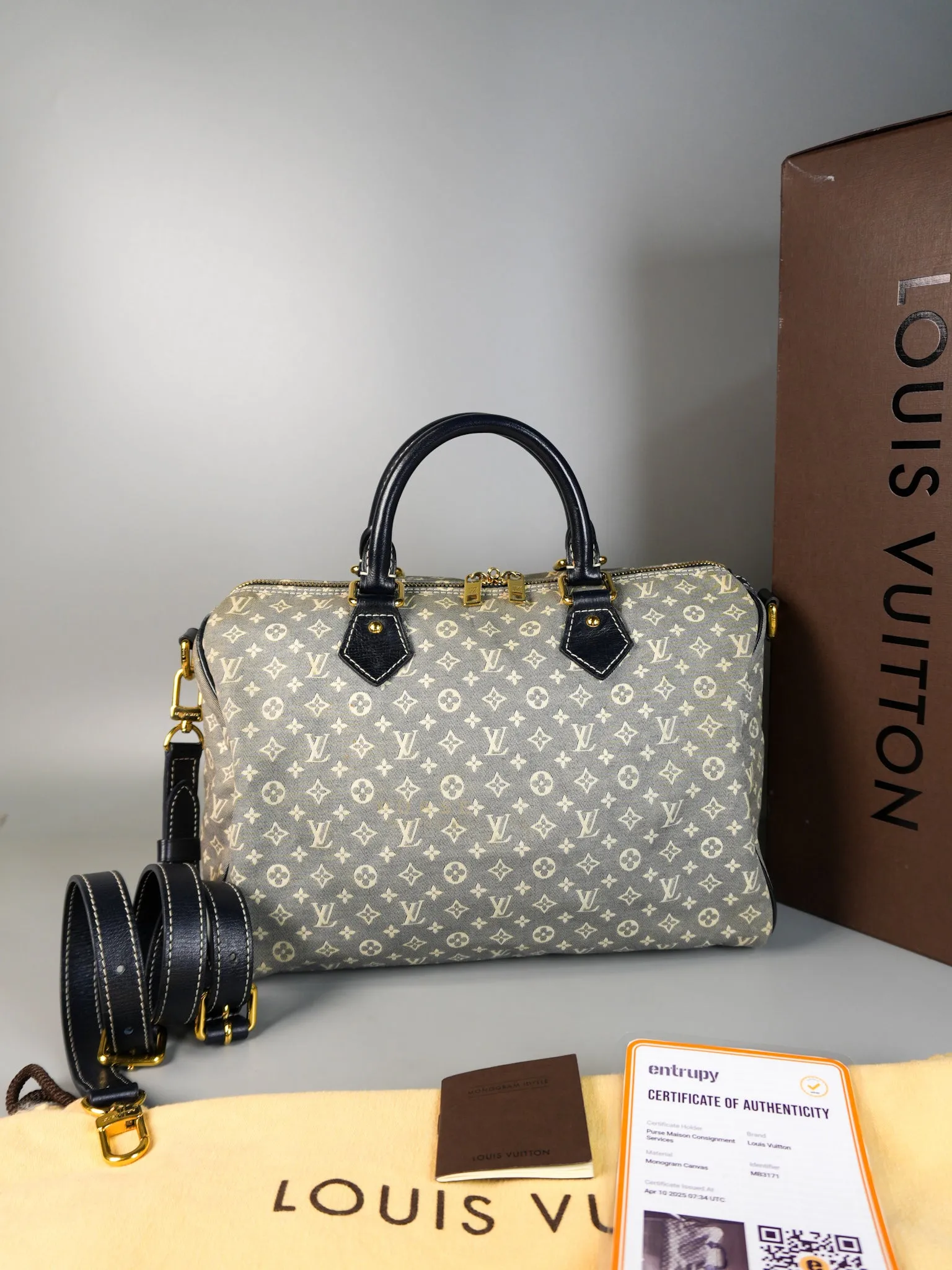 Speedy 30 Bandouliere Idylle in Monogram Denim Canvas (Date Code: MB3171)