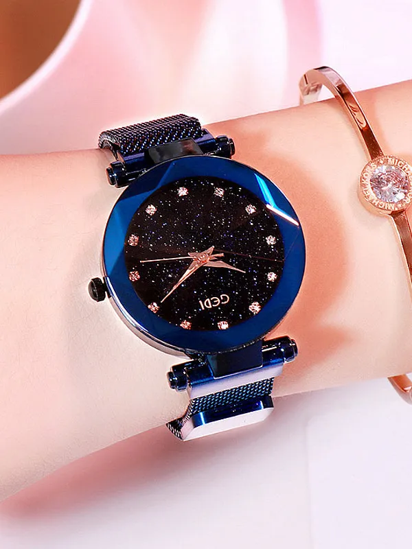 Star With Diamond Magnet Strap Womens' Watch