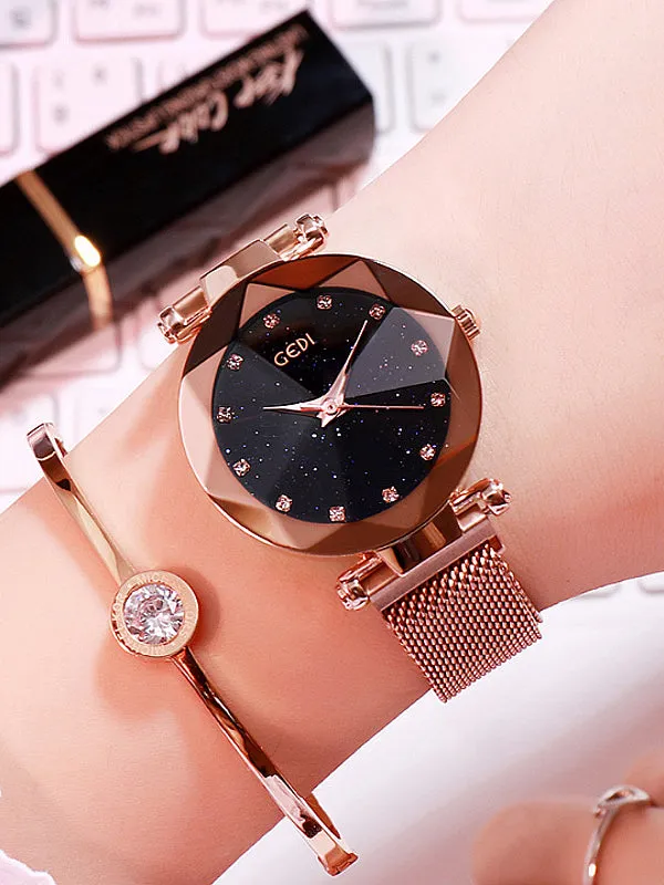 Star With Diamond Magnet Strap Womens' Watch