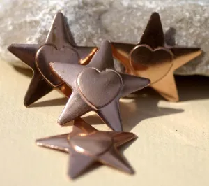 Stars with heart embossed Blank Cutout for Enameling
