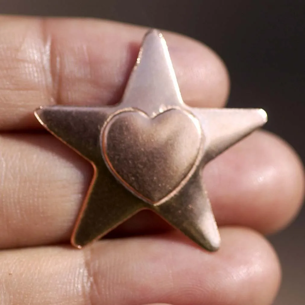 Stars with heart embossed Blank Cutout for Enameling