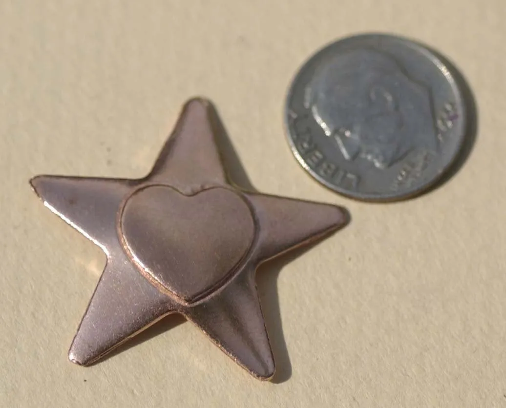 Stars with heart embossed Blank Cutout for Enameling