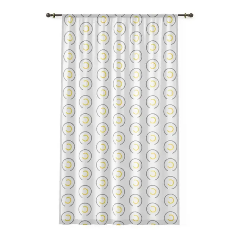 Stunning Abstract Yellow Grey Circles Window Curtain