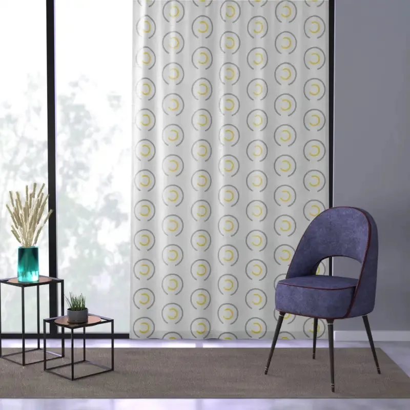 Stunning Abstract Yellow Grey Circles Window Curtain
