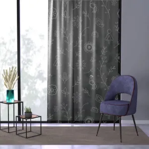 Stunning Home Decor Nature Line Art Window Curtain