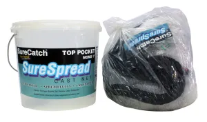 Sure Catch Surespread Mono Cast Net Top Pocket 12ft Drop 1in Mesh 309CNMTP12