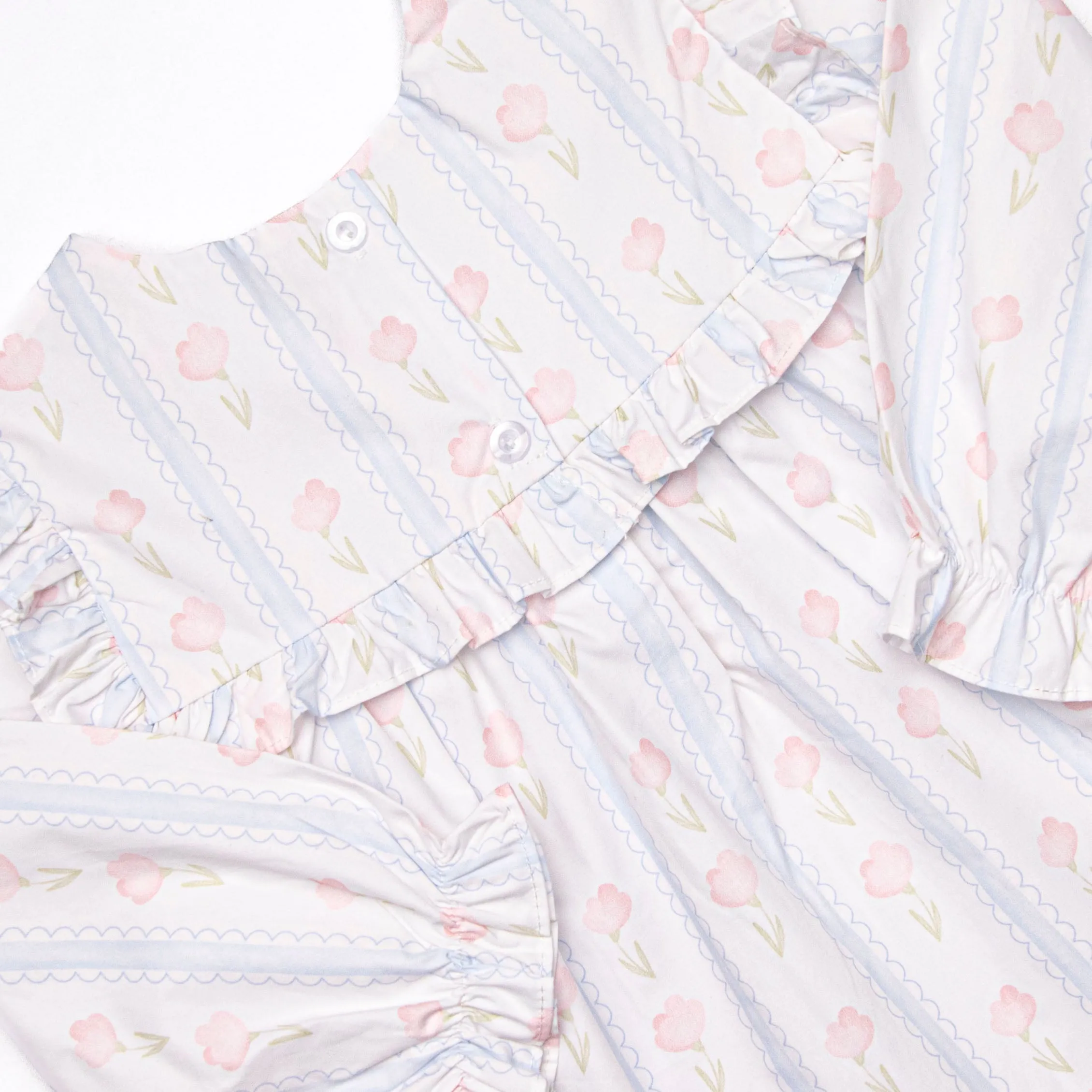 Sweet Pea Stripes Ruffle Bib Diaper Set, Blue