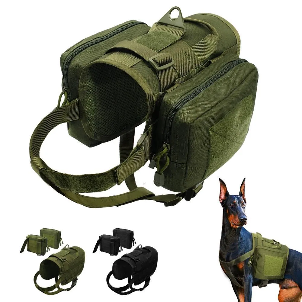 Tactical Dog Harness With Detachable Utility Pouches