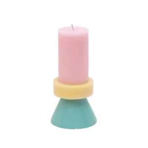 Tall Stack Candle | Floss Pink / Pale Yellow / Mint