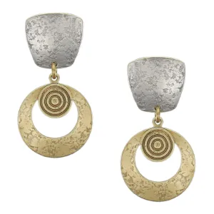 Tapered Square with Patterned Disc and Cutout Disc Post Earring