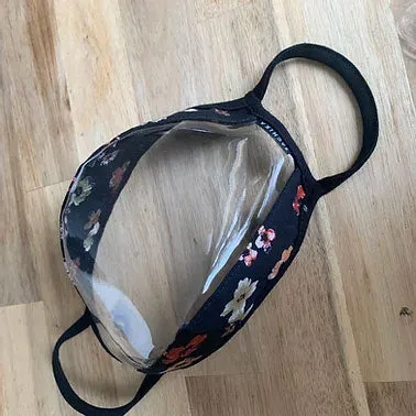 Teacher Flower Print Clear Window Mask Adult/Child Transparent Clear Mask by SACHIKA