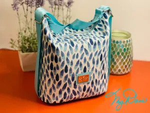 The Mini Krystal Convertible Handbag in Blue Tear Drop Italian Linen