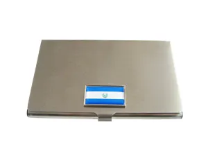 Thin Bordered El Salvador Flag Pendant Business Card Holder