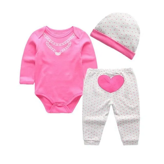 Three Long Sleeve Bodysuit with Pants and Hat Set