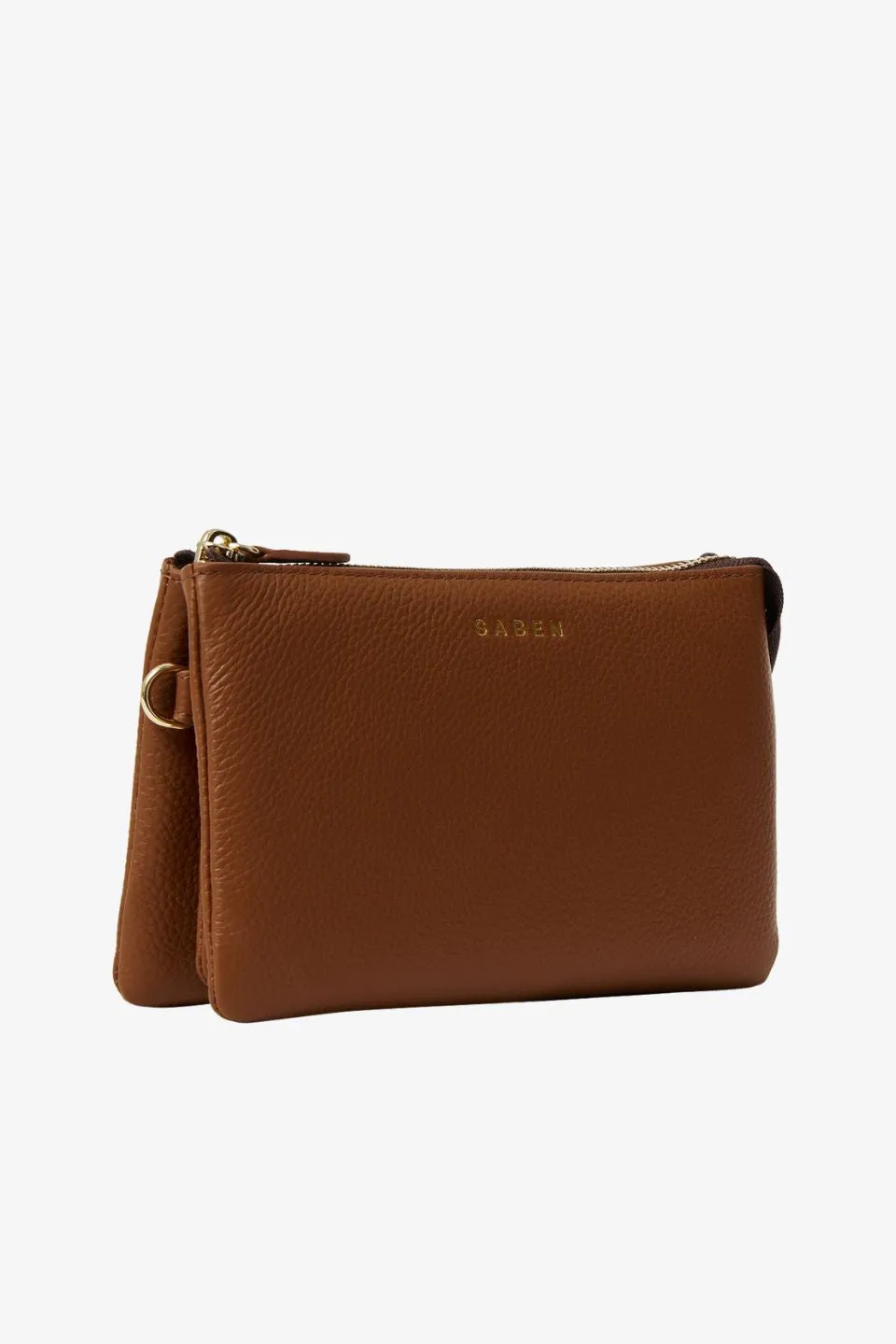 Tilly Multi Pocket Tan Leather Crossbody Clutch