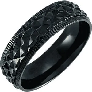 Titanium 7 mm Patterned Coin Edge Band Size 12