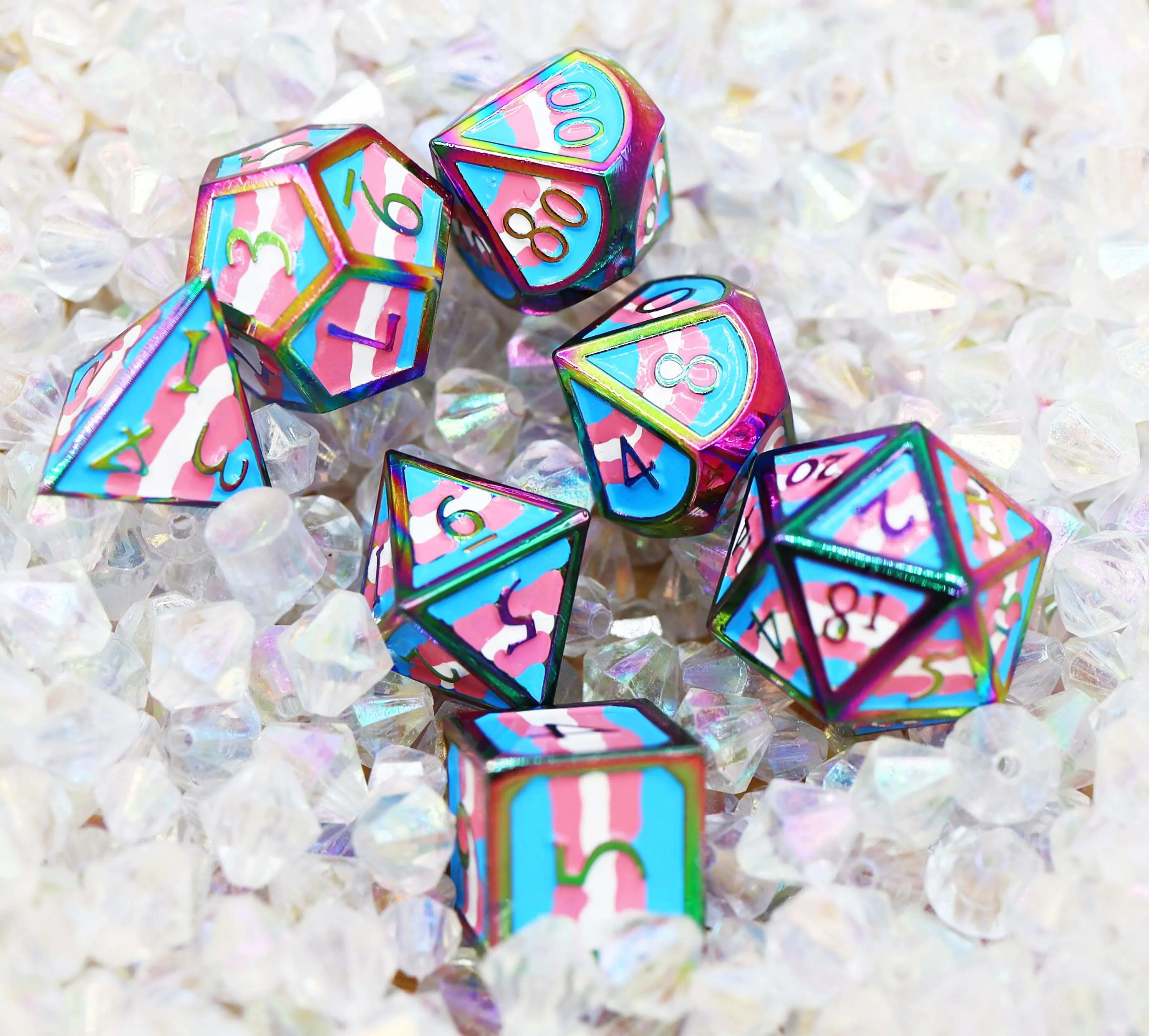 Transgender Pride Flag - Metal RPG Dice Set