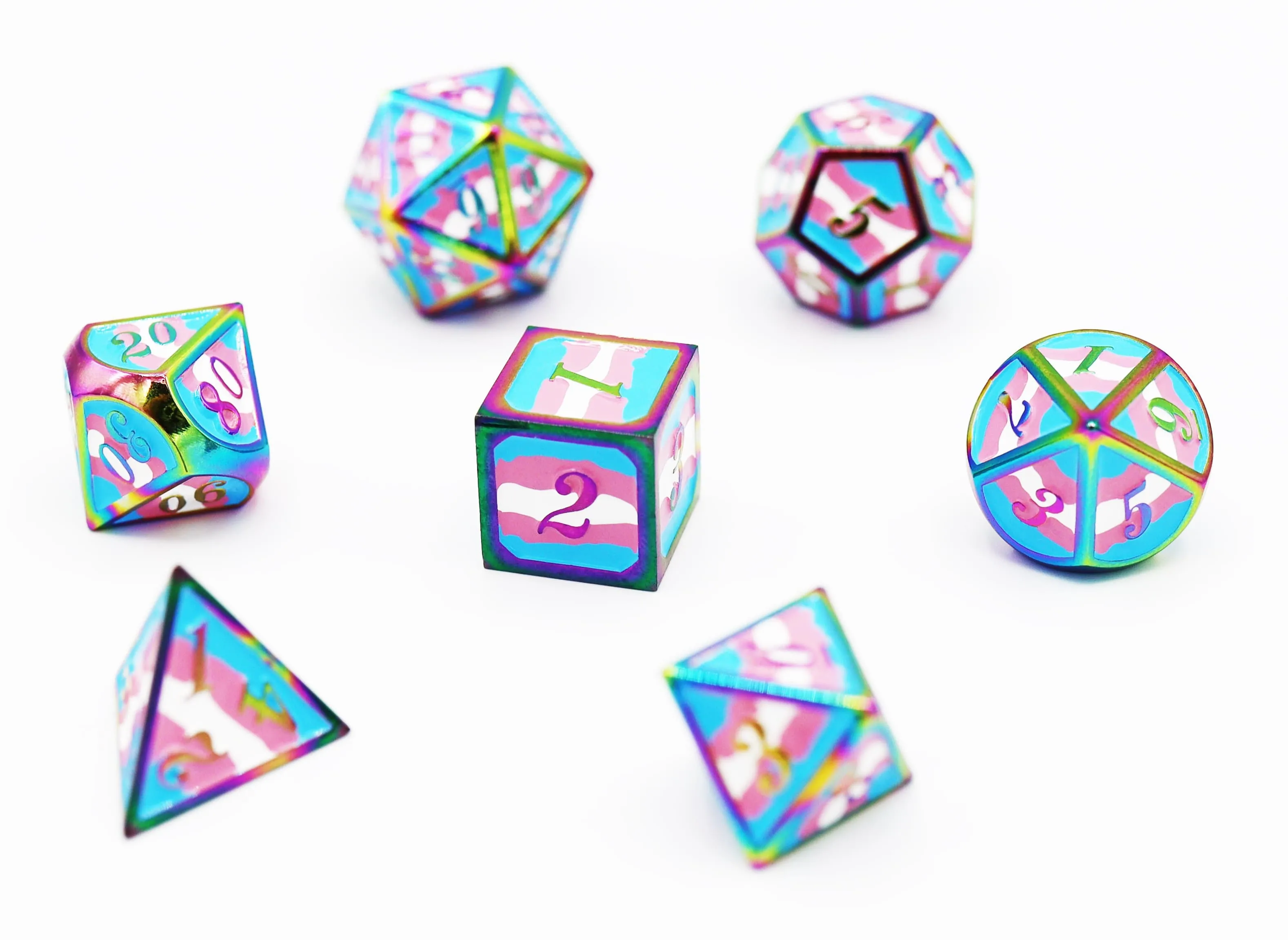 Transgender Pride Flag - Metal RPG Dice Set