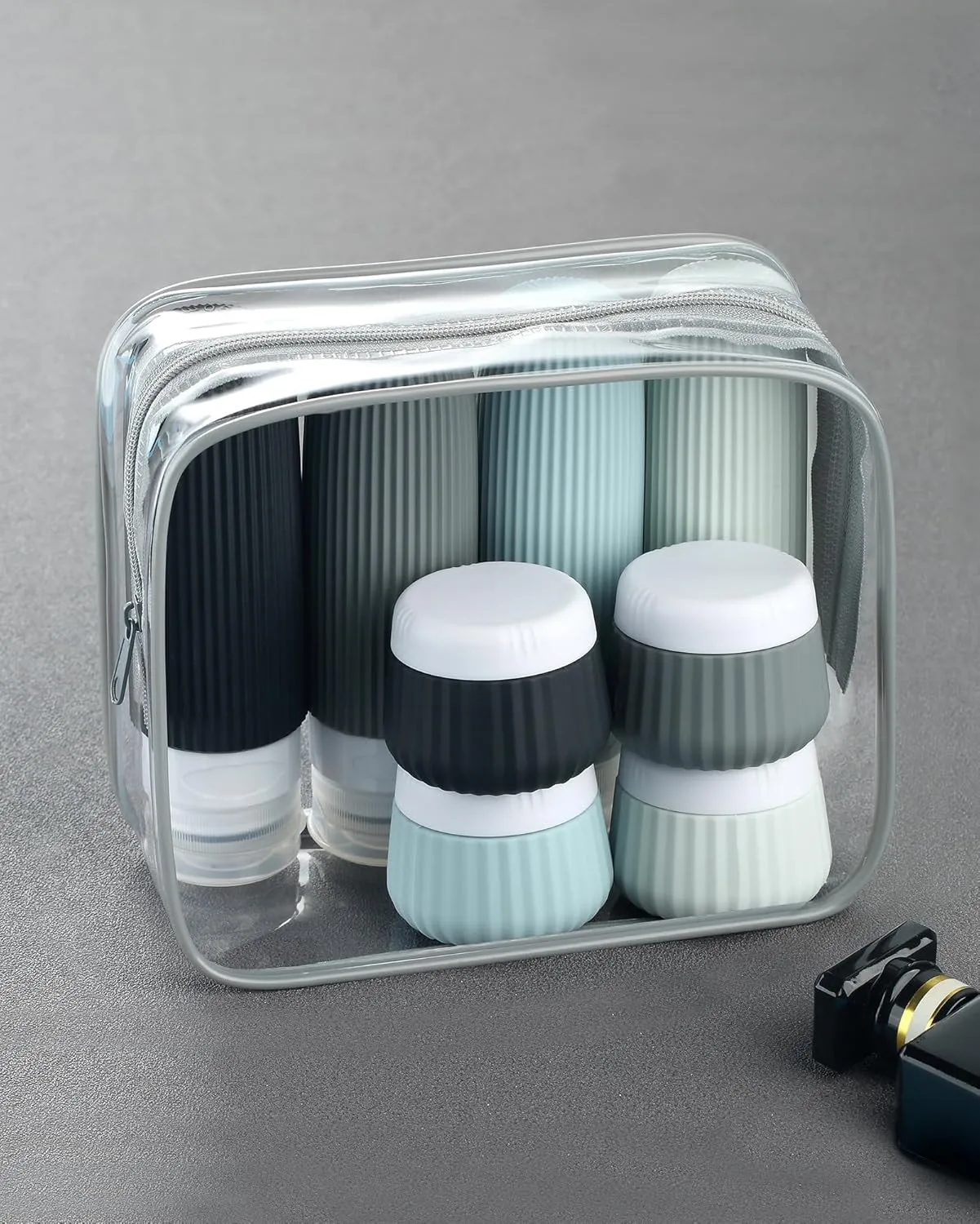 Travel Bottles for Toiletries 8 Pack, Tsa Approved Travel Size Toiletries 3 Oz, Travel Containers for Toiletries, with Clear Bag, Leak Proof Silicone Squeezable Travel Essentials Creams Jars