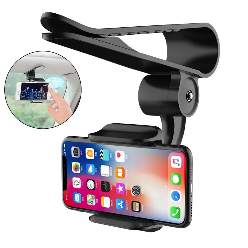 Universal 360 Car Clip Sun Visor Cell Phone Holder Mount Stand GPS Holder in Car Mobile Clip gray