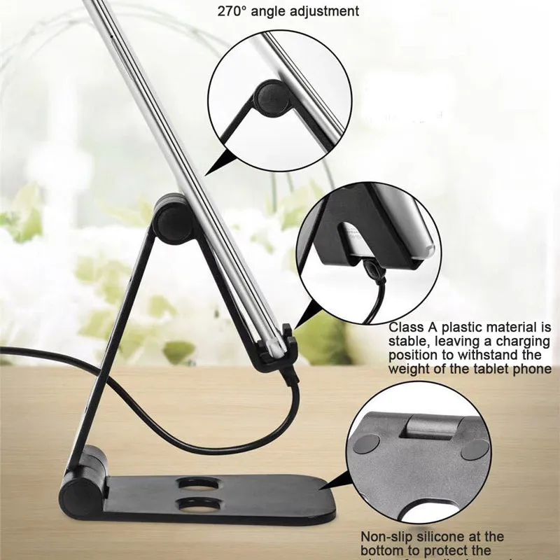Universal Foldable Desktop Desk Stand Holder Mount for Cell Phone Tablet Pad blue
