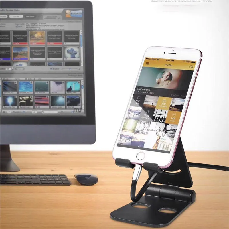 Universal Foldable Desktop Desk Stand Holder Mount for Cell Phone Tablet Pad blue