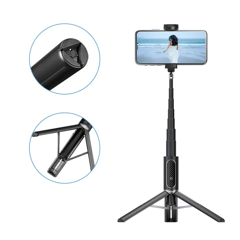 Universal Plastic Extension Bluetooth Plastic Selfie Stick for Huawei Xiaomi Smart Phone black