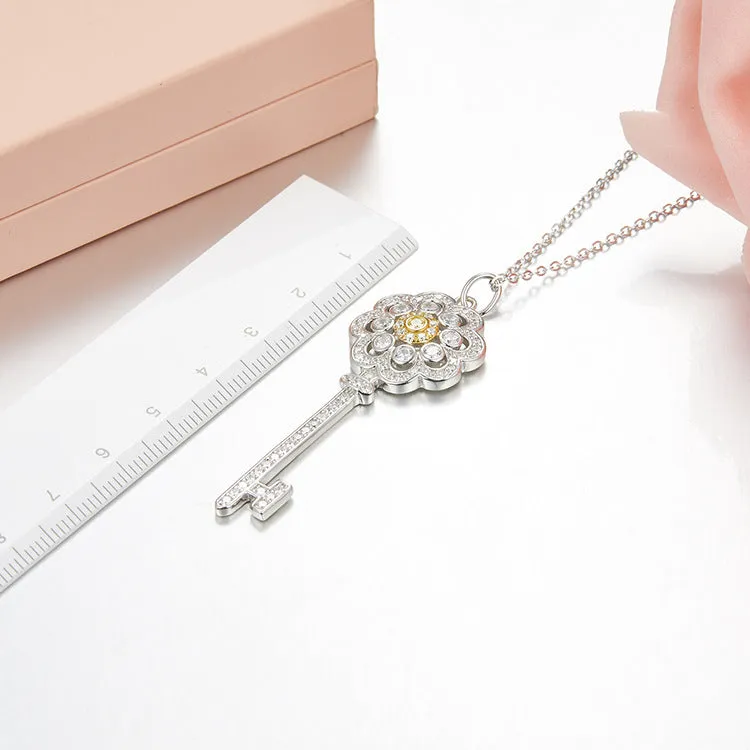 Unlock Happiness Rose Key Pendant Necklace