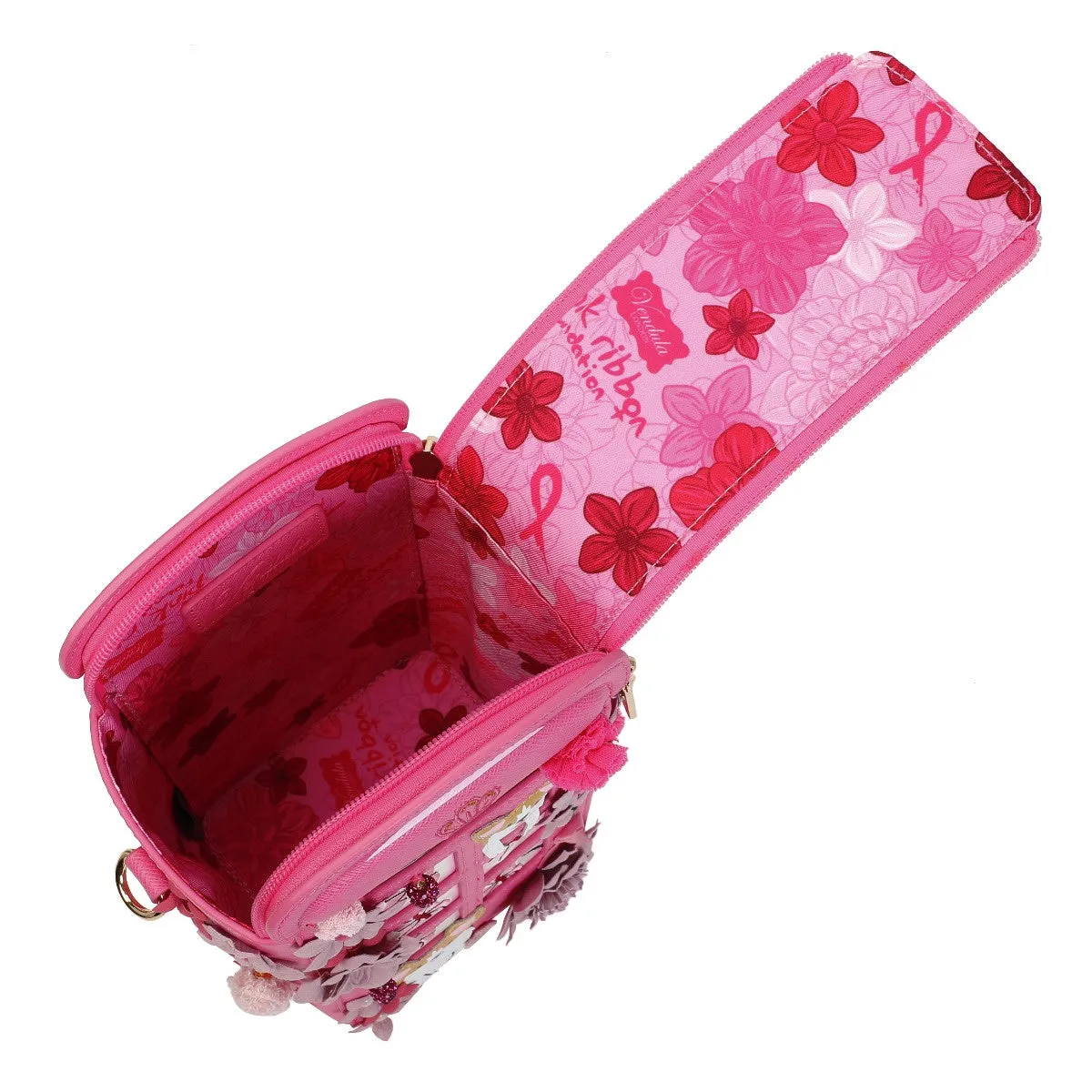 Vendula London - Pink Ribbon London Cats & Corgis Floral Pink Telephone Box