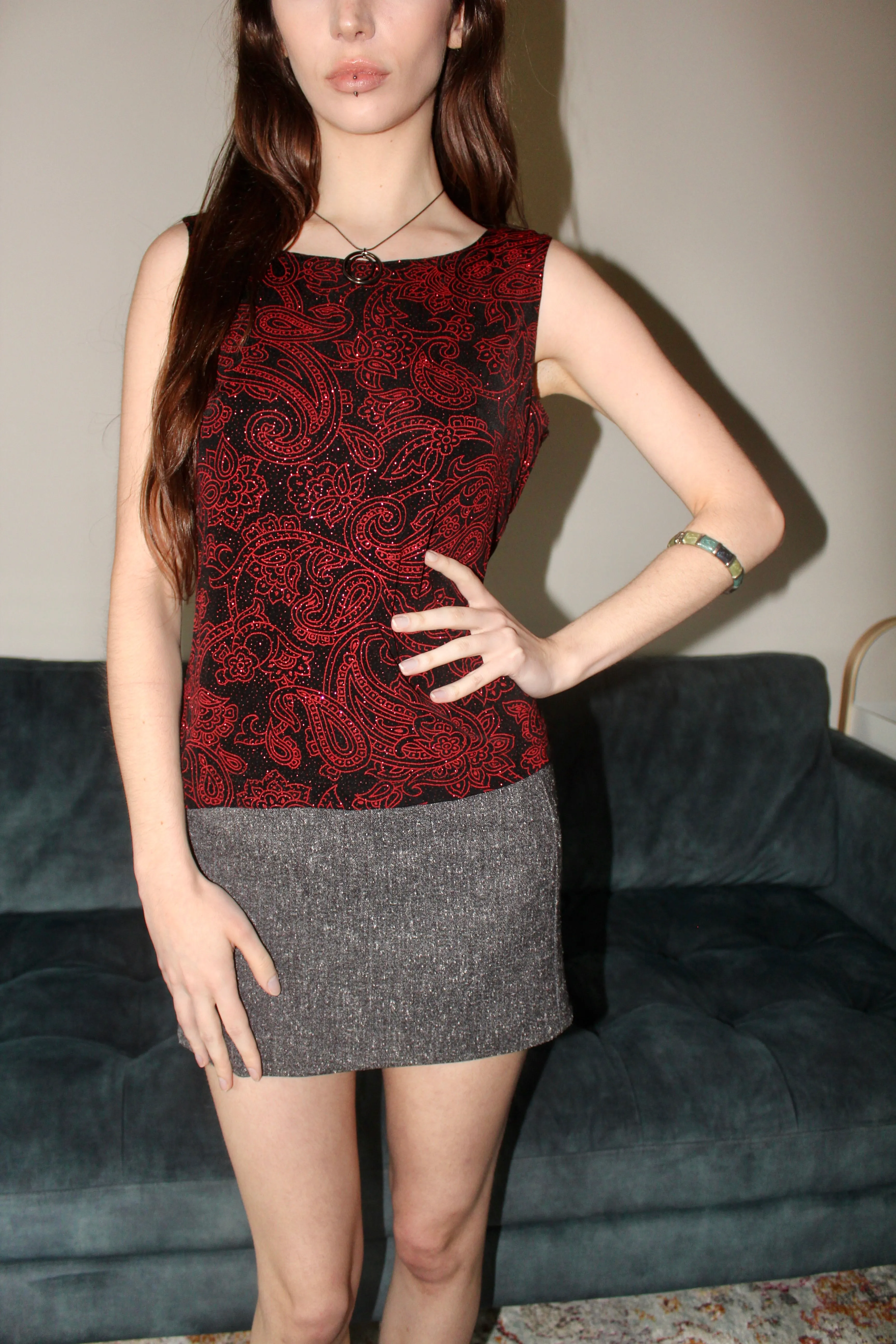 Vintage 90s Patterned Knit Tank (M)