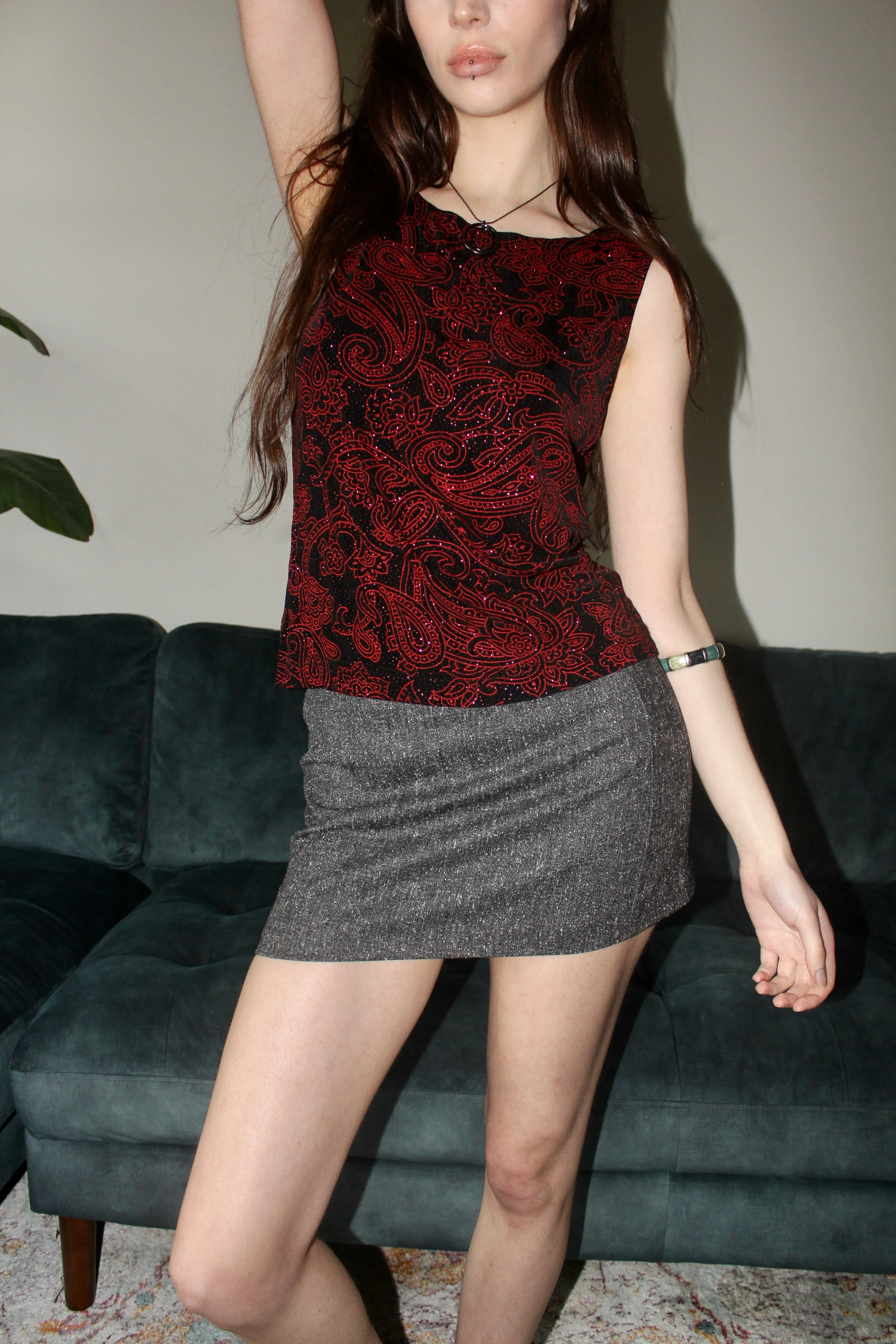 Vintage 90s Patterned Knit Tank (M)