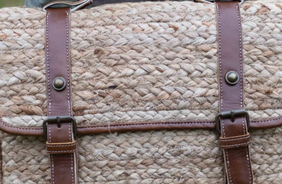 Vintage Inspired Jute Bag with Leather Handles, Pick Your Style