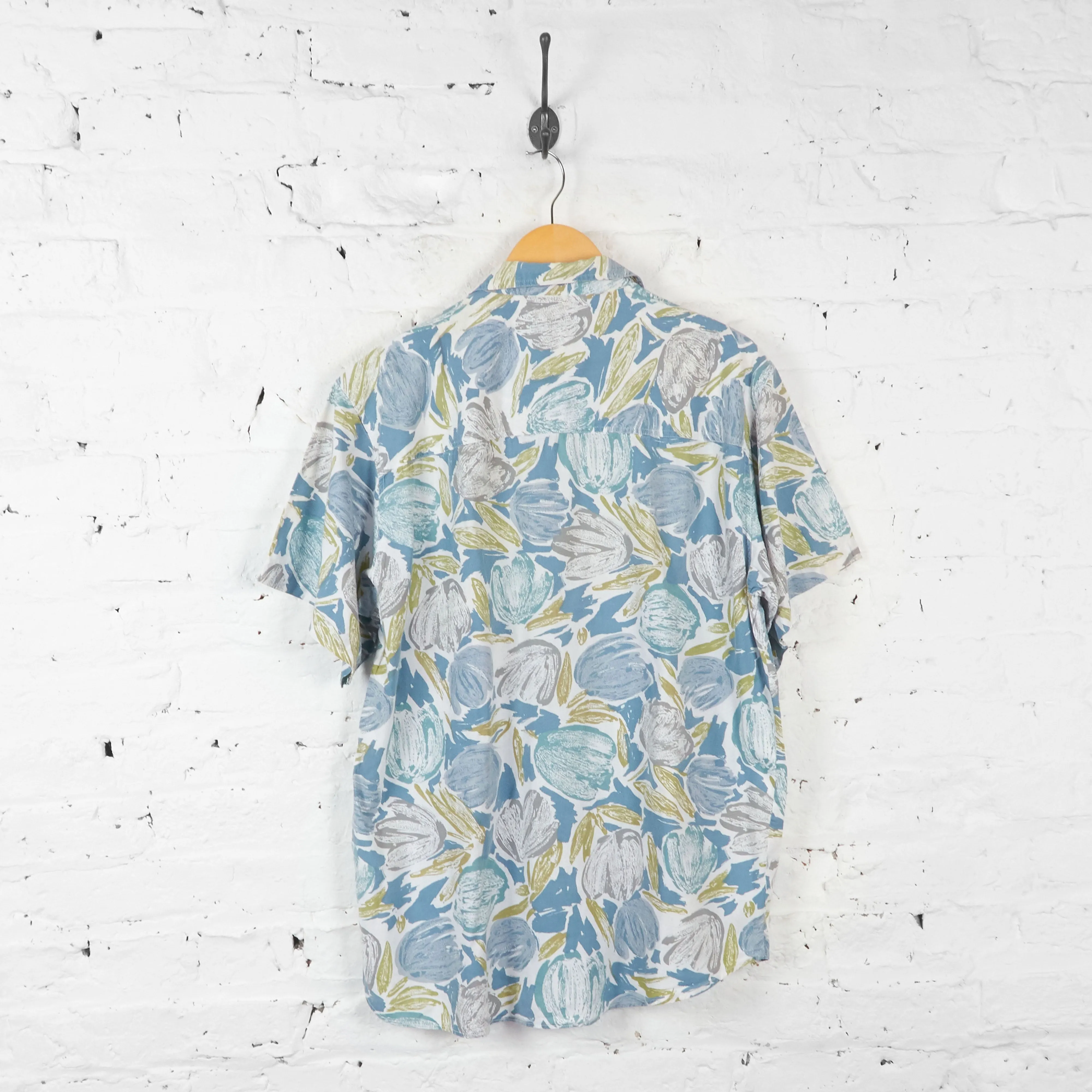 Vintage Pastel Abstract Party Shirt - Blue - M
