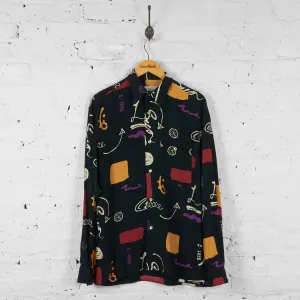 Vintage Patterned Party Shirt - Black - M