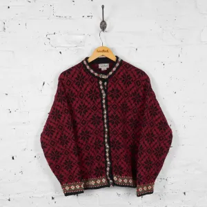 Vintage Women's L.L Bean Patterned Cardigan - Red - M